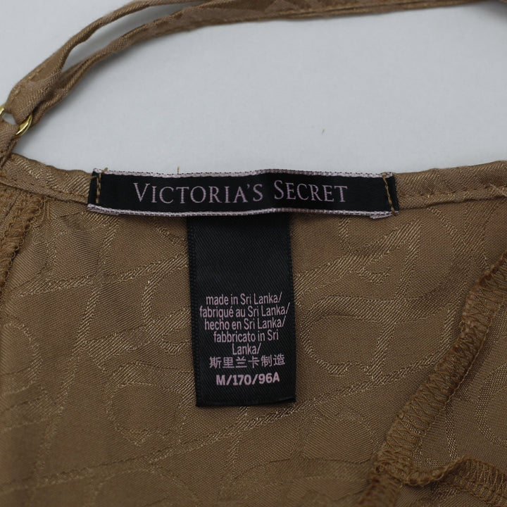 Y2K Ladies Victoria's Jacquard Monogram Satin Slip Long Dress Size M
