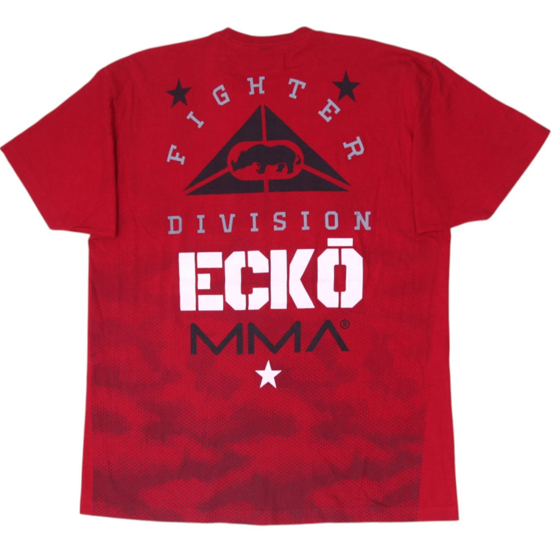 Y2K Mens Ecko Unltd MMA Fighter Division T-Shirt Red Rhino Graphic Size 2XL