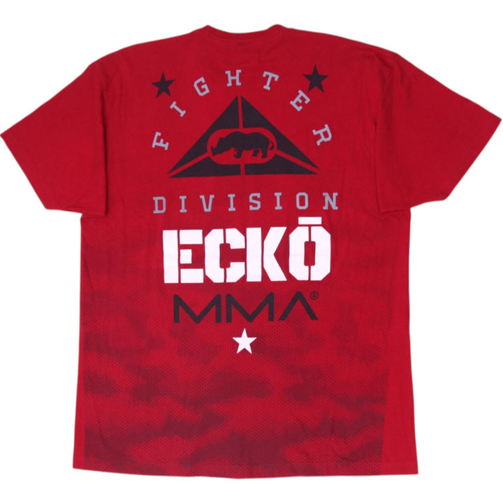 Y2K Mens Ecko Unltd MMA Fighter Division T-Shirt Red Rhino Graphic Size 2XL