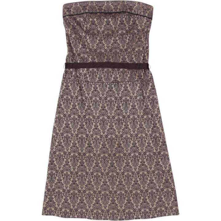 Y2K Ladies Brown Patterned Dress Strapless size S | Migration_Dresses | Fashion Rerun