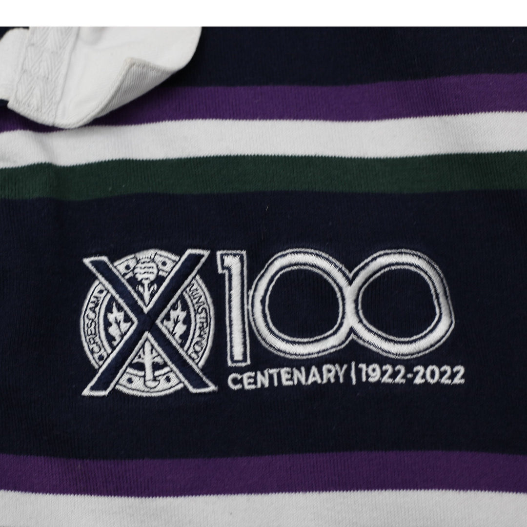 Vintage Canterbury Rugby Shirt Navy Striped Centenary 1922-2022 Size M | Migration_T-Shirts - Detail View | Fashion Rerun