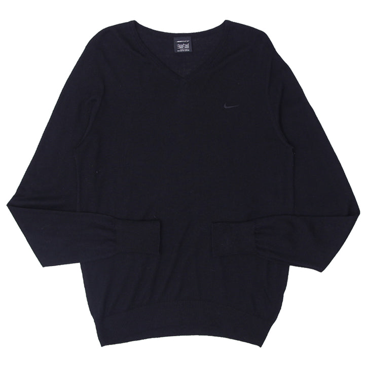 Mens Nike Golf Swoosh Embroidered V-Neck Black Sweater