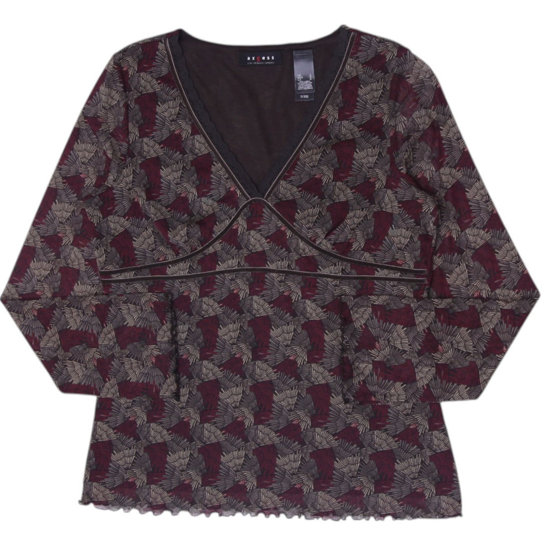 Y2K Ladies Axcess by Liz Claiborne Y2K Whimsigoth Mesh Babydoll Blouse Size L