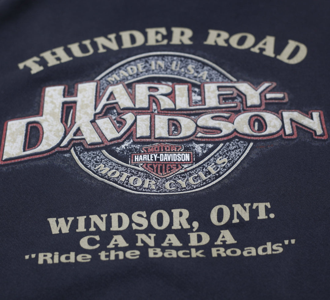 Vintage Mens Harley Davidson Hoodie Black Full Zip Graphic | Migration_Hoodies - Alternate View | Fashion Rerun