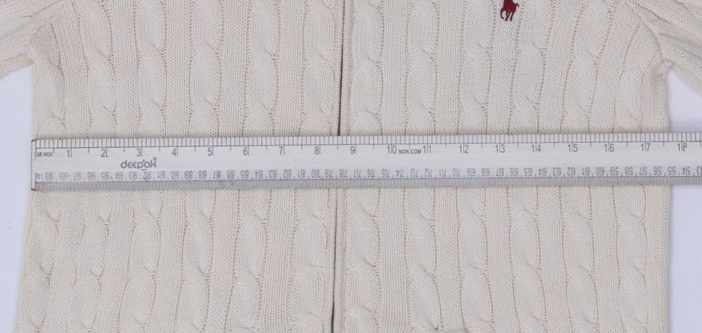 Vintage Womens Ralph Lauren Sport Hoodie Cream Cable Knit Full Zip Large | Migration_Hoodies RL Collection - | Fashion Rerun