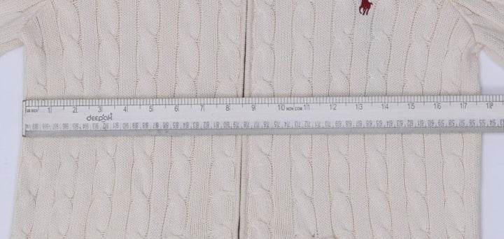 Vintage Womens Ralph Lauren Sport Hoodie Cream Cable Knit Full Zip Large | Migration_Hoodies RL Collection - | Fashion Rerun