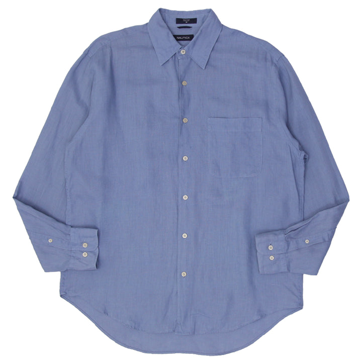 Mens Nautica 100% Linen Long Sleeve Shirt