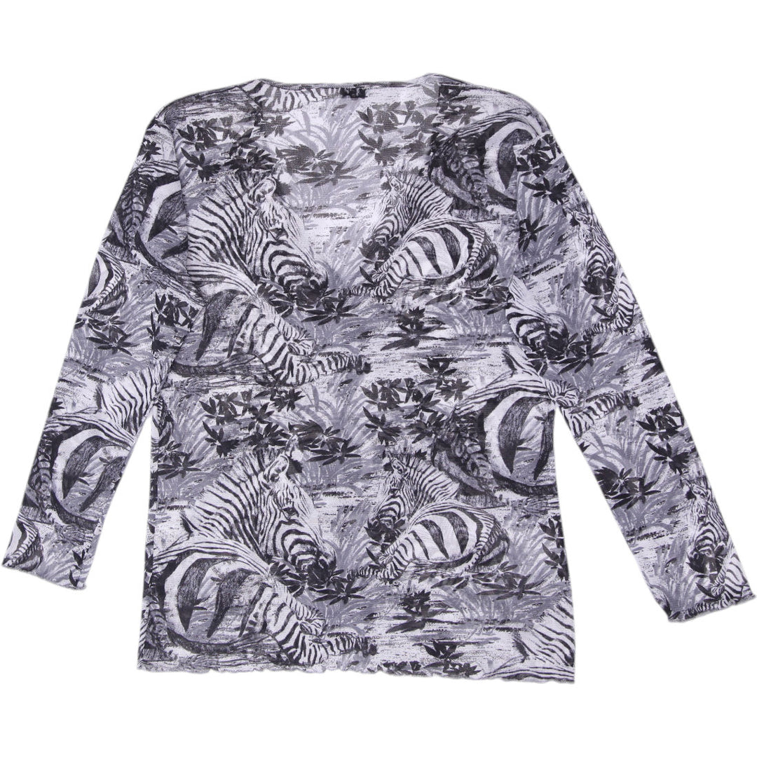 Y2K Ladies Mariani Zebra Safari Toile Printed Cardigan Top