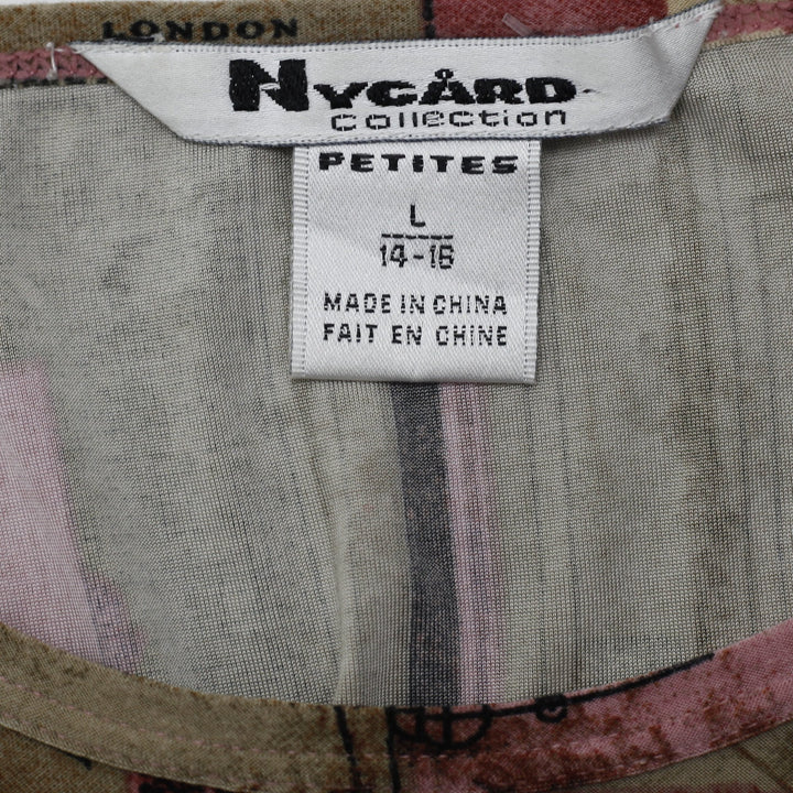 Y2K Ladies Nygard Collection Petites Graphic Print Top Size L (14-16)
