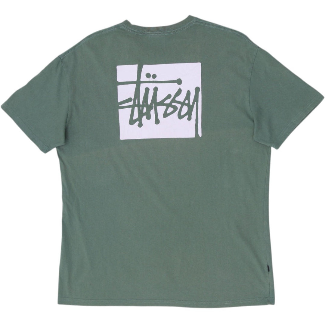 Mens Stussy Logo Green Short Sleeve T-Shirt Size M