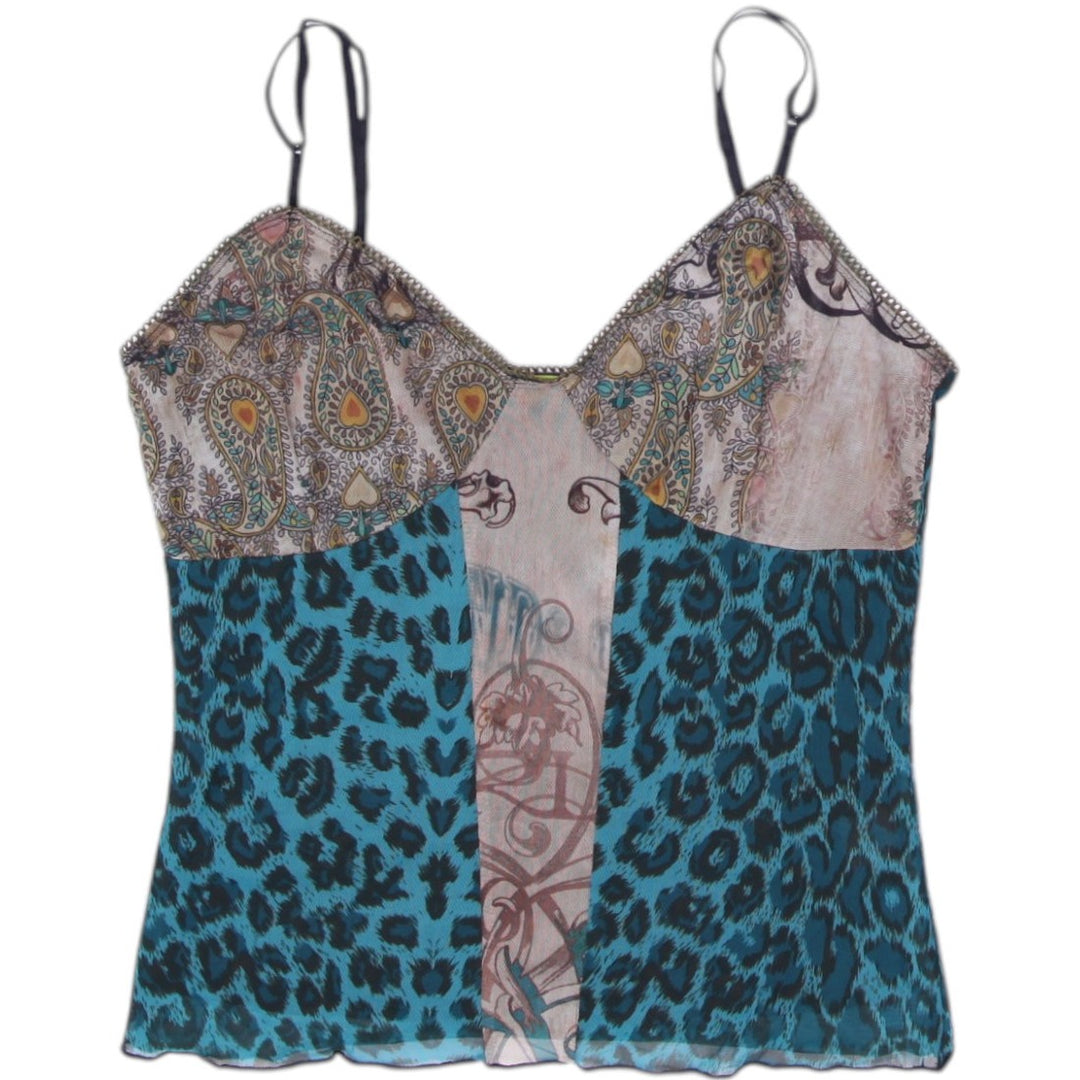 Y2K Ladies Patchwork Animal Print Top Size L | Migration_Y2K Tops | Fashion Rerun