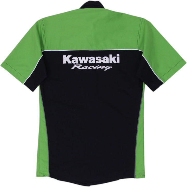 Mens Kawasaki Racing Green Logo Embroidered Short Sleeve Shirt XS