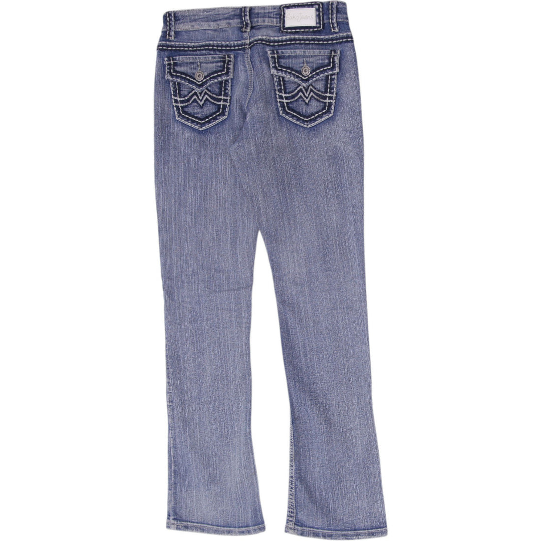 Y2K Womens Suko Jeans Blue Flare Denim Contrast Stitching Size 8
