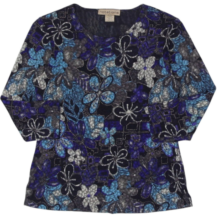 Y2K Ladies Notations Floral Long Sleeve Top