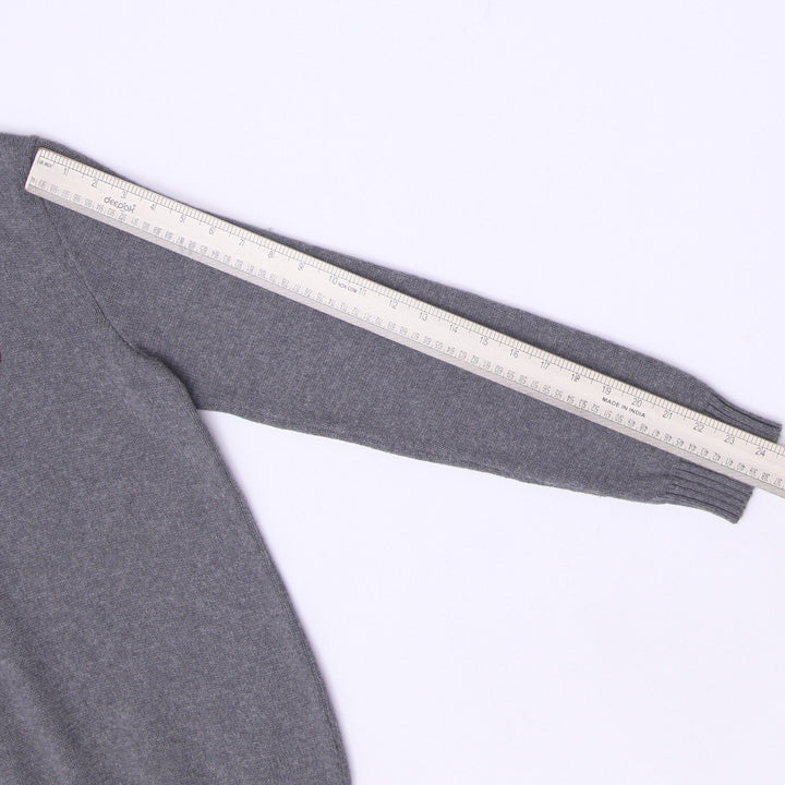 Mens Polo Ralph Lauren Heather Grey Quarter-Zip Cotton Sweater Size S