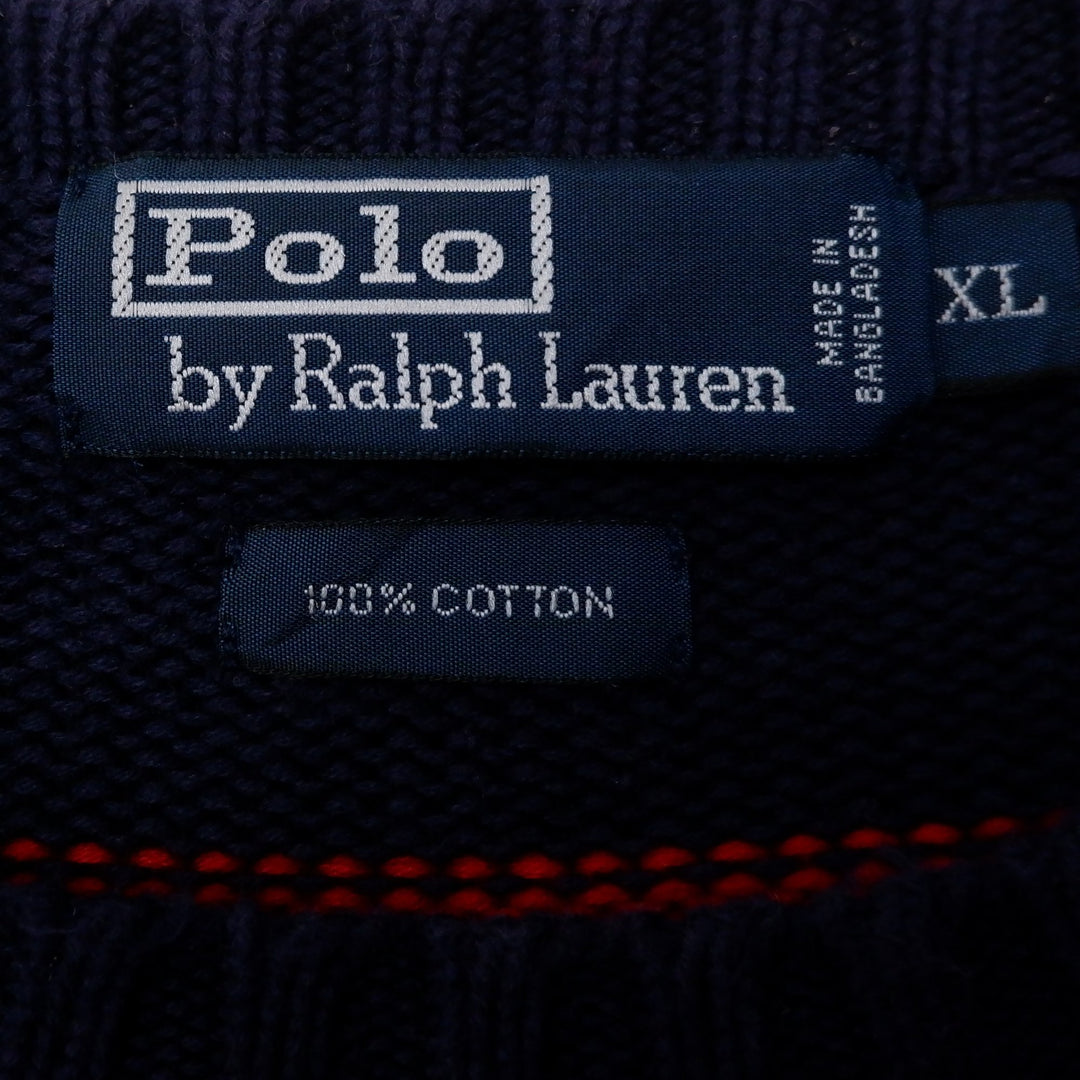 Mens Polo By Ralph Lauren Striped 100% Cotton Knitted Sweater