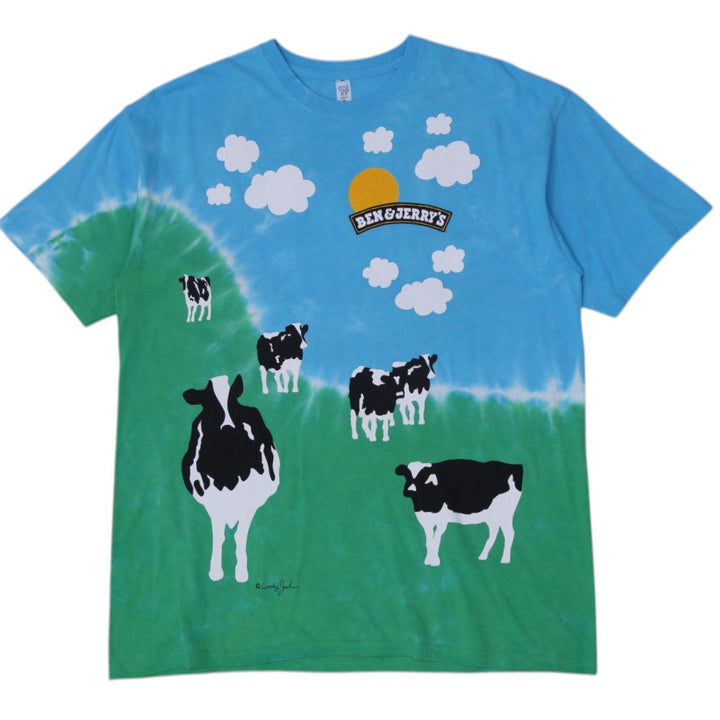 Vintage 90s Liquid Blue Ben and Jerry's Ice Cream Tie-dye T-shirt | Migration_T-Shirts | Fashion Rerun