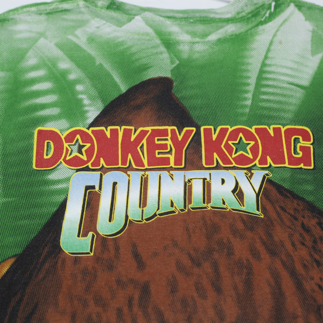 Vintage 1994 Donkey Kong Country AOP T Shirt OSFM Donkey Kong Wear Nintendo