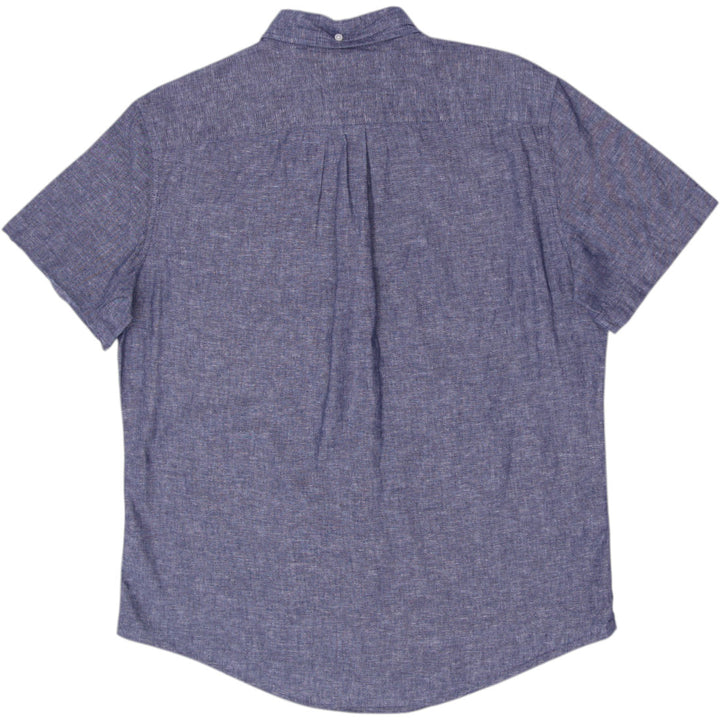 Mens Tommy Hilfiger Short Sleeve Shirt Linen Blend Casual Size L