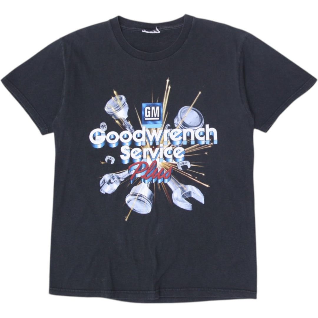 Vintage GM Good Wrench Service Plus Black Graphic T-Shirt | Migration_T-Shirts | Fashion Rerun