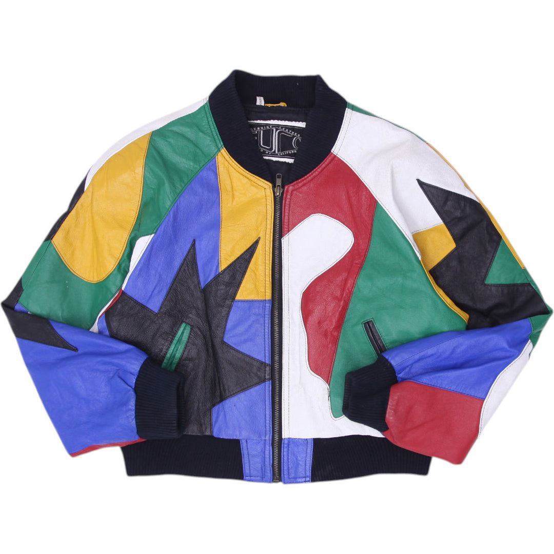 Vintage 90s Colorblock In Living Color Style Pop Culture Leather Jacket Size S | Migration_Jackets | Fashion Rerun