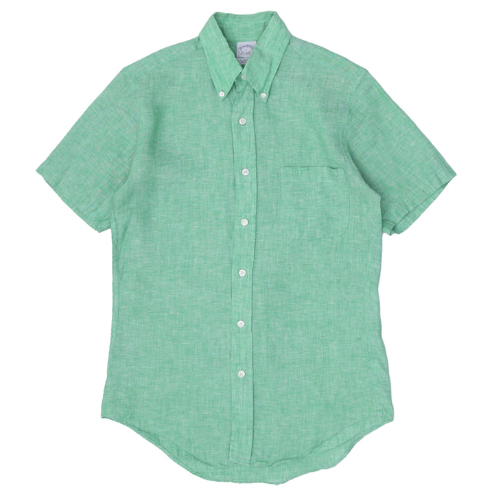 Mens Brooks Brothers Slim Fit Linen Short Sleeve Shirt