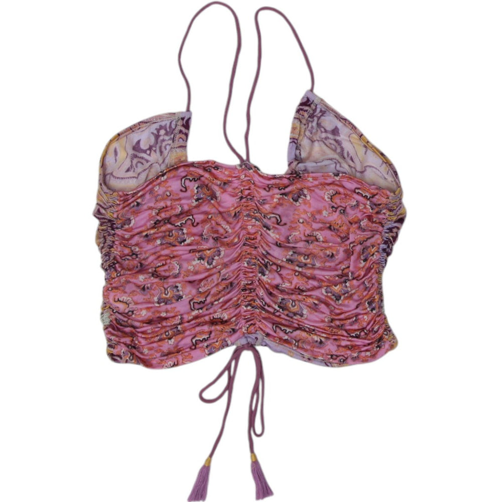 Y2K Ladies Multi Color Tie Dye Ruched Strappy Crop Top Size S/P | Migration_Tops - Side View | Fashion Rerun