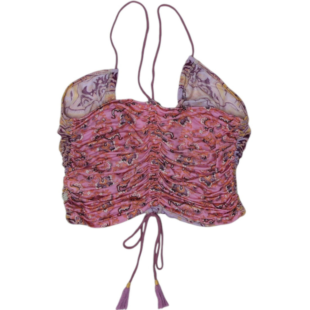 Y2K Ladies Multi Color Tie Dye Ruched Strappy Crop Top Size S/P | Migration_Tops - Side View | Fashion Rerun