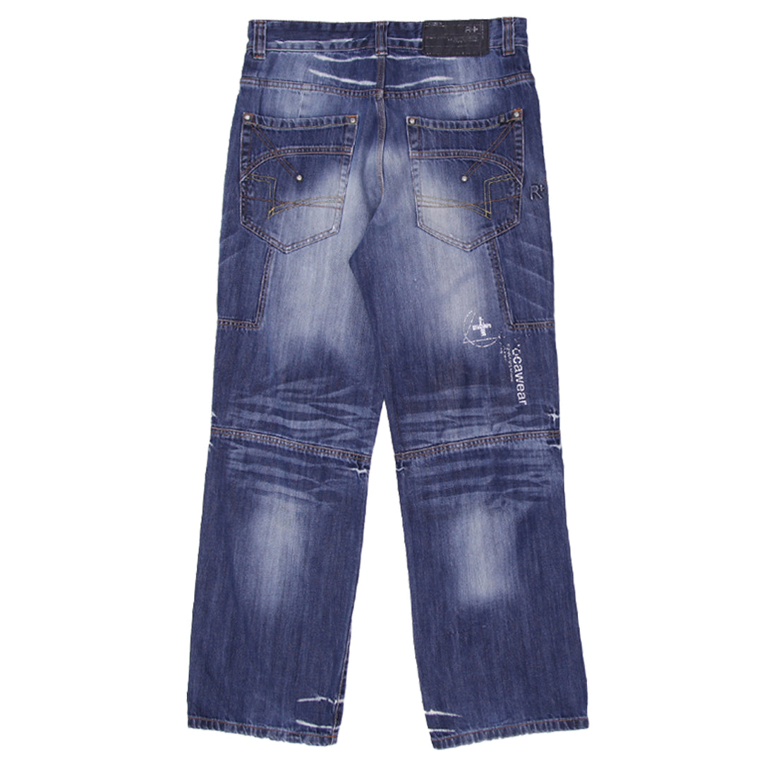 Y2K Mens Rocawear Original Fit Washed Jeans featuring vintage 2000s streetwear style