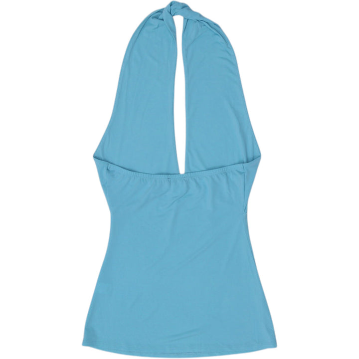 Y2K Ladies Venus Halter Top Aqua Sleeveless Stretchable