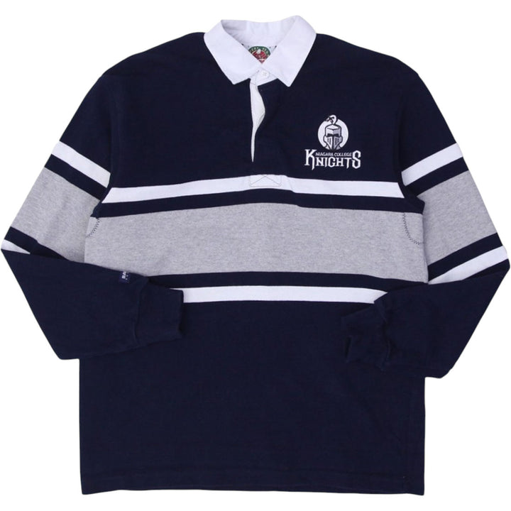 Vintage Mens Barbarian Rugby Striped Polo T-Shirt
