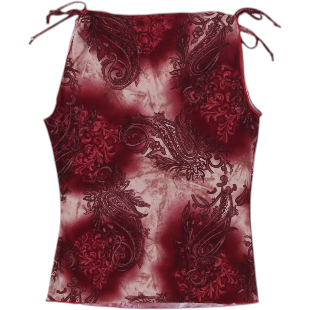 Y2K Paisley Mesh Tank Top Size XS | Migration_Y2K Tops - Side View | Fashion Rerun