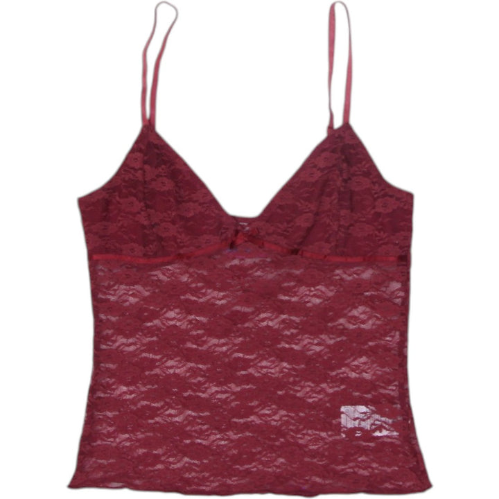 Y2K Ladies Camisole Maroon Lace Transparent Strappy Top