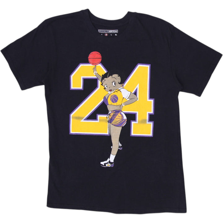 Mens Brooklyn Vertical Betty Boop Kobe #24 Lakers T-Shirt Black Size M