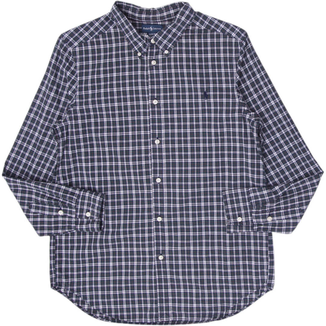 Youth Boys Ralph Lauren Button-Down Collar Checked Cotton Shirt Size XL