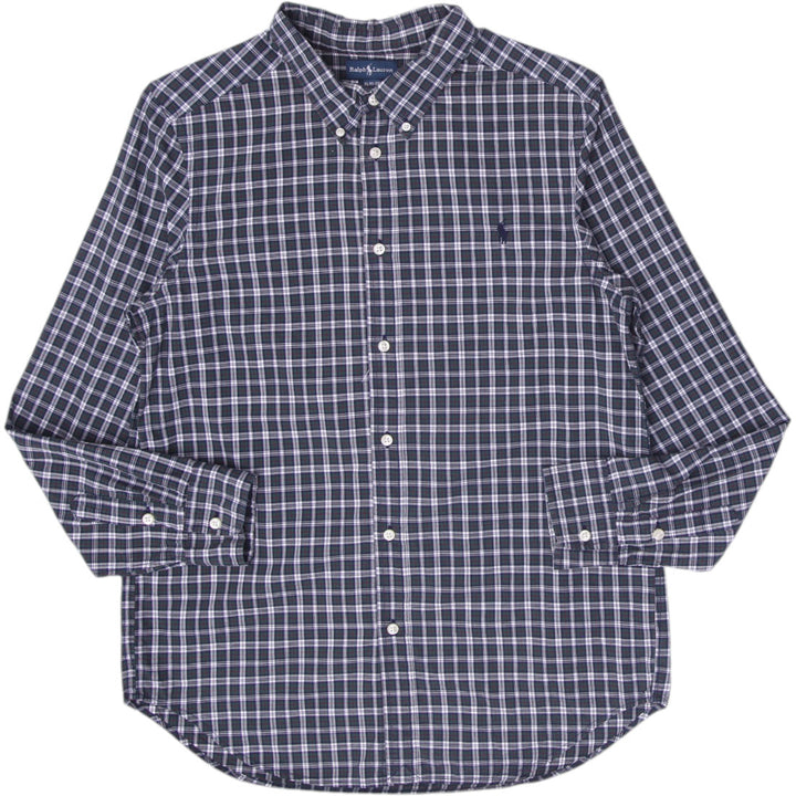 Youth Boys Ralph Lauren Button-Down Collar Checked Cotton Shirt Size XL