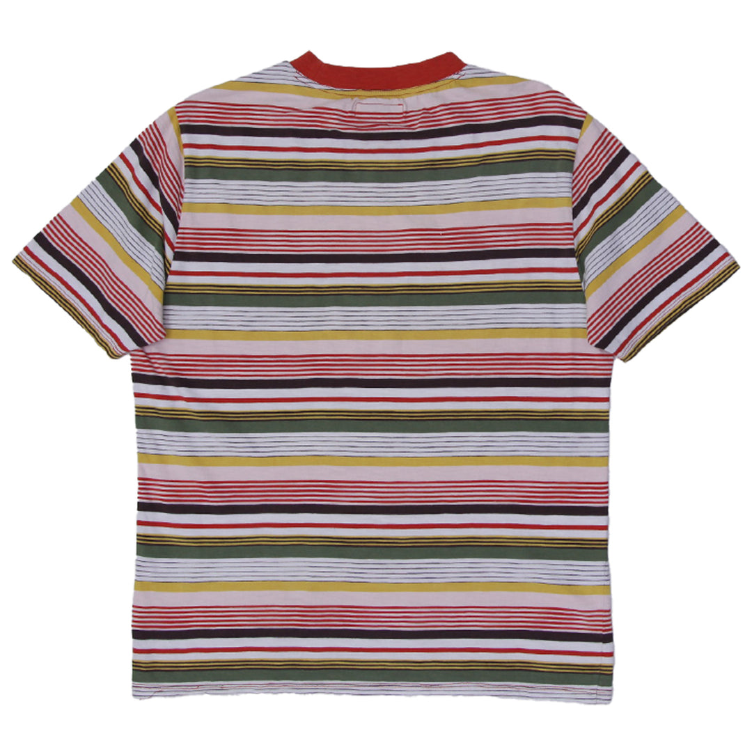 Mens Guess Medium Stripes Spell Out T-Shirt