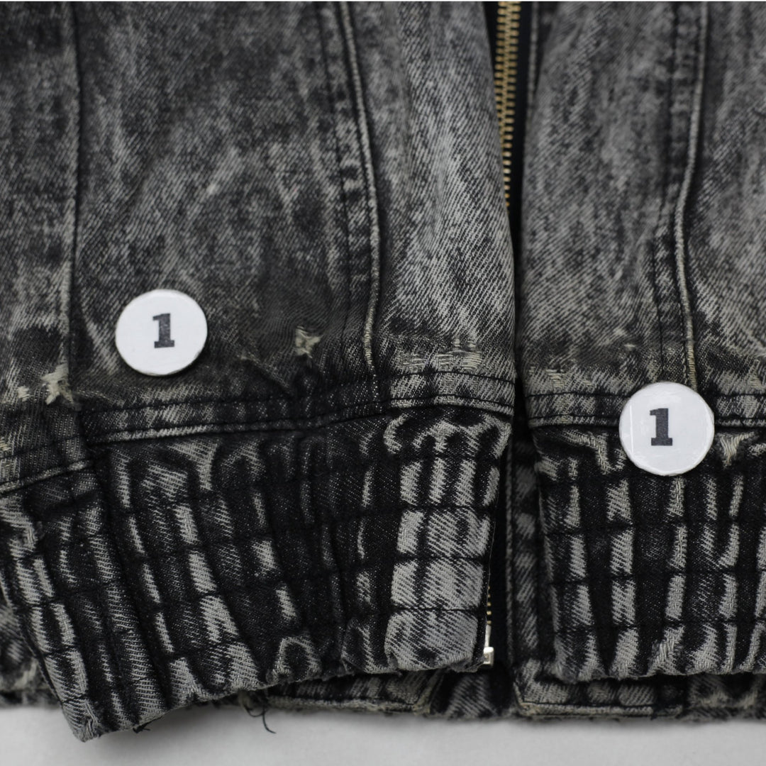 Vintage Mens Nike Challenge Court Jacket Washed Black Denim Full Zip | Migration_Jackets - Detail View | Fashion Rerun