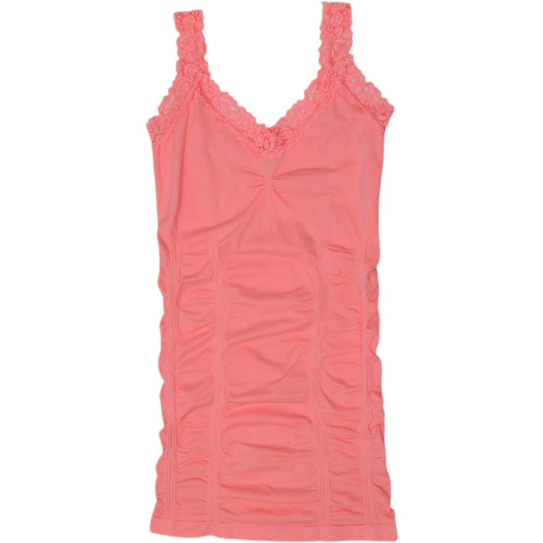 Y2K Kismet Pastel Coral Peach Seamless Ruched Camisole Top Size S