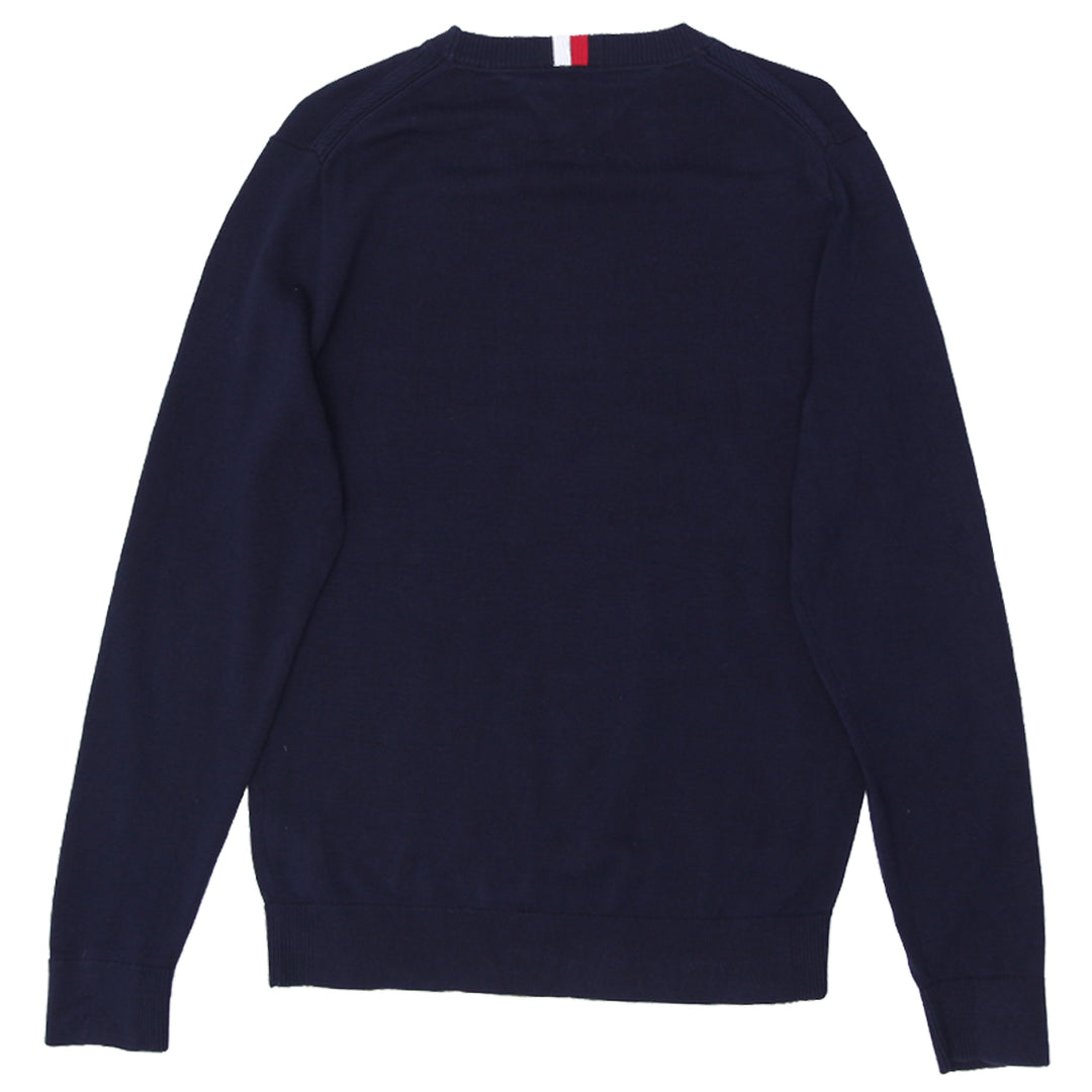 Mens Tommy Hilfiger Embroidered Crewneck Sweater Navy - Fashion Rerun Vintage Migration_Sweaters