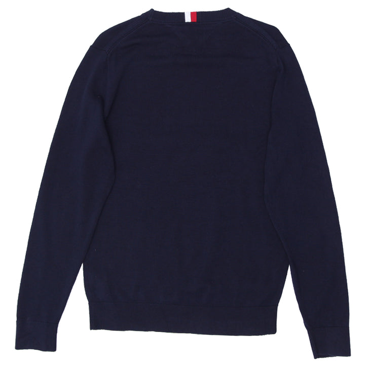 Mens Tommy Hilfiger Embroidered Crewneck Sweater Navy - Fashion Rerun Vintage Migration_Sweaters