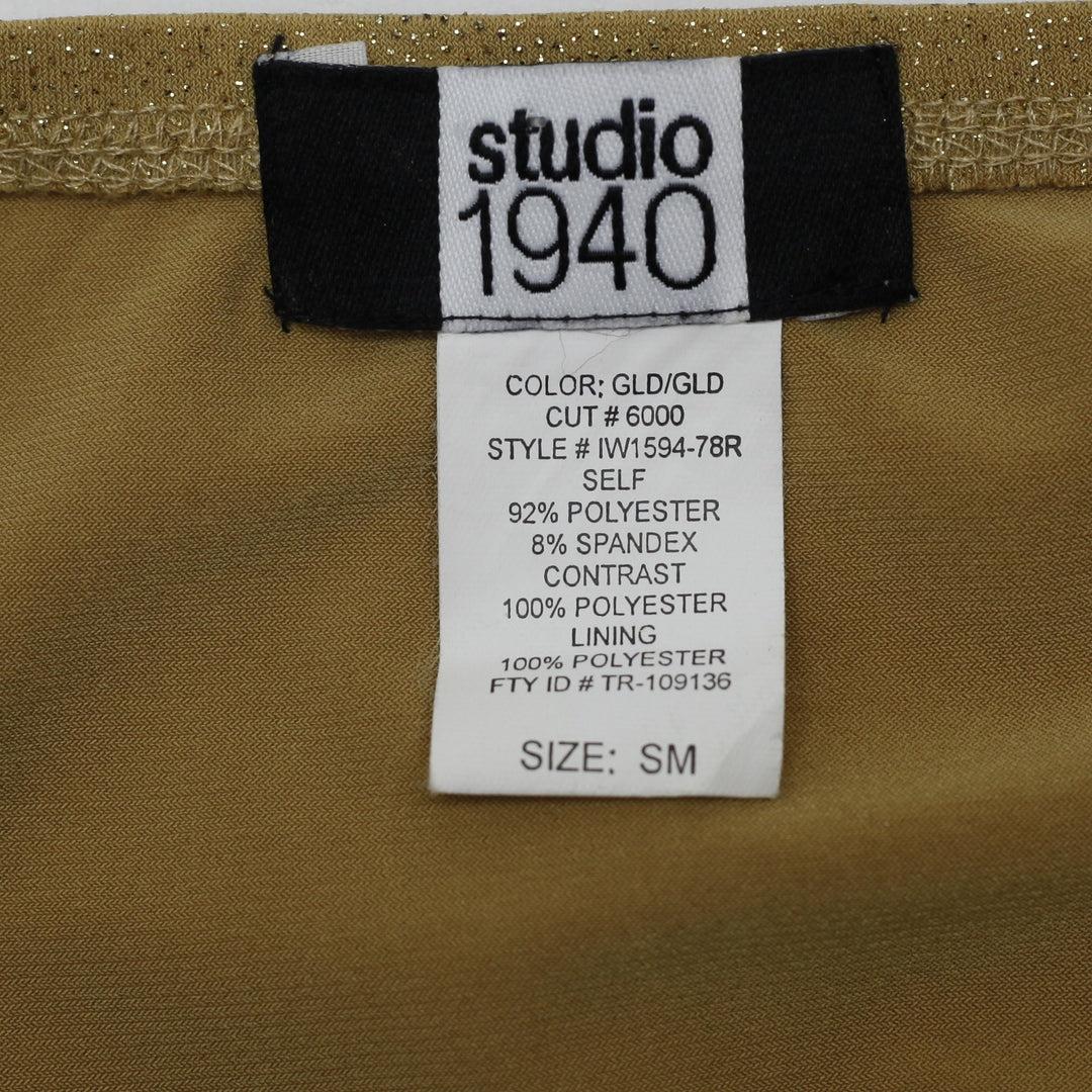 Y2K Ladies Studio 1940 Gold Shimmer Asymmetrical Tie-Front Cami Top Size SM