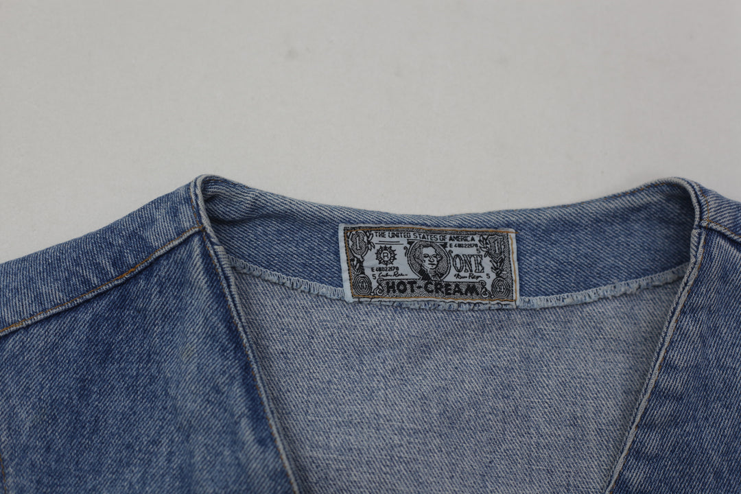 Vintage Ladies Embroidered Small Stars Denim Vest