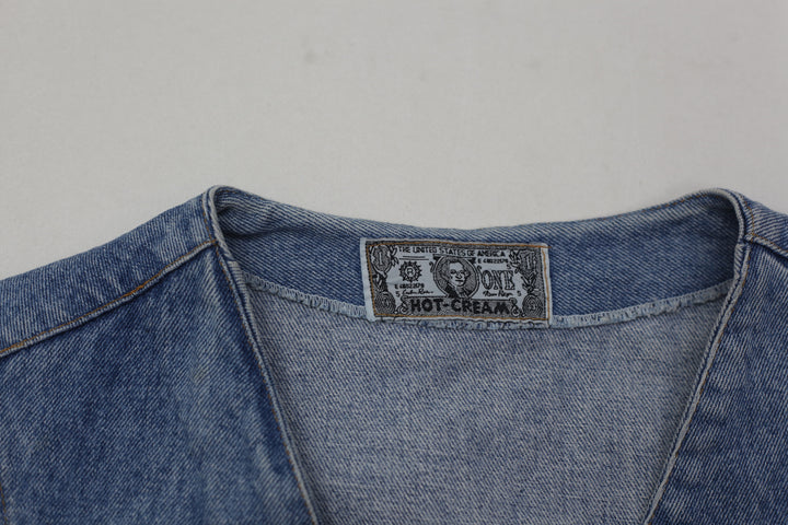 Vintage Ladies Embroidered Small Stars Denim Vest