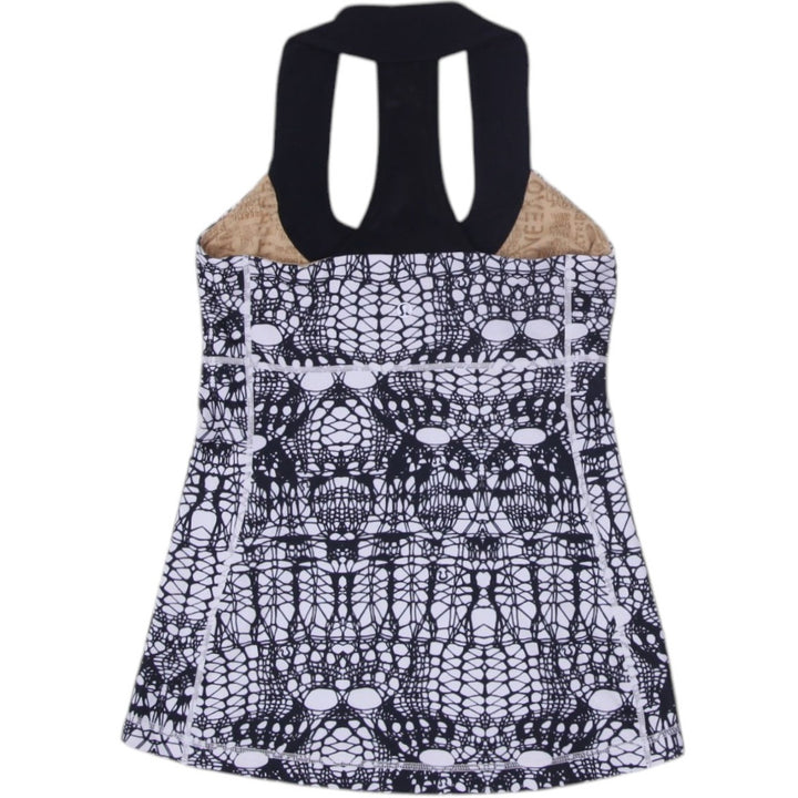 Retro Ladies Lululemon Black & White Geometric Sleeveless Tank Top Size XS