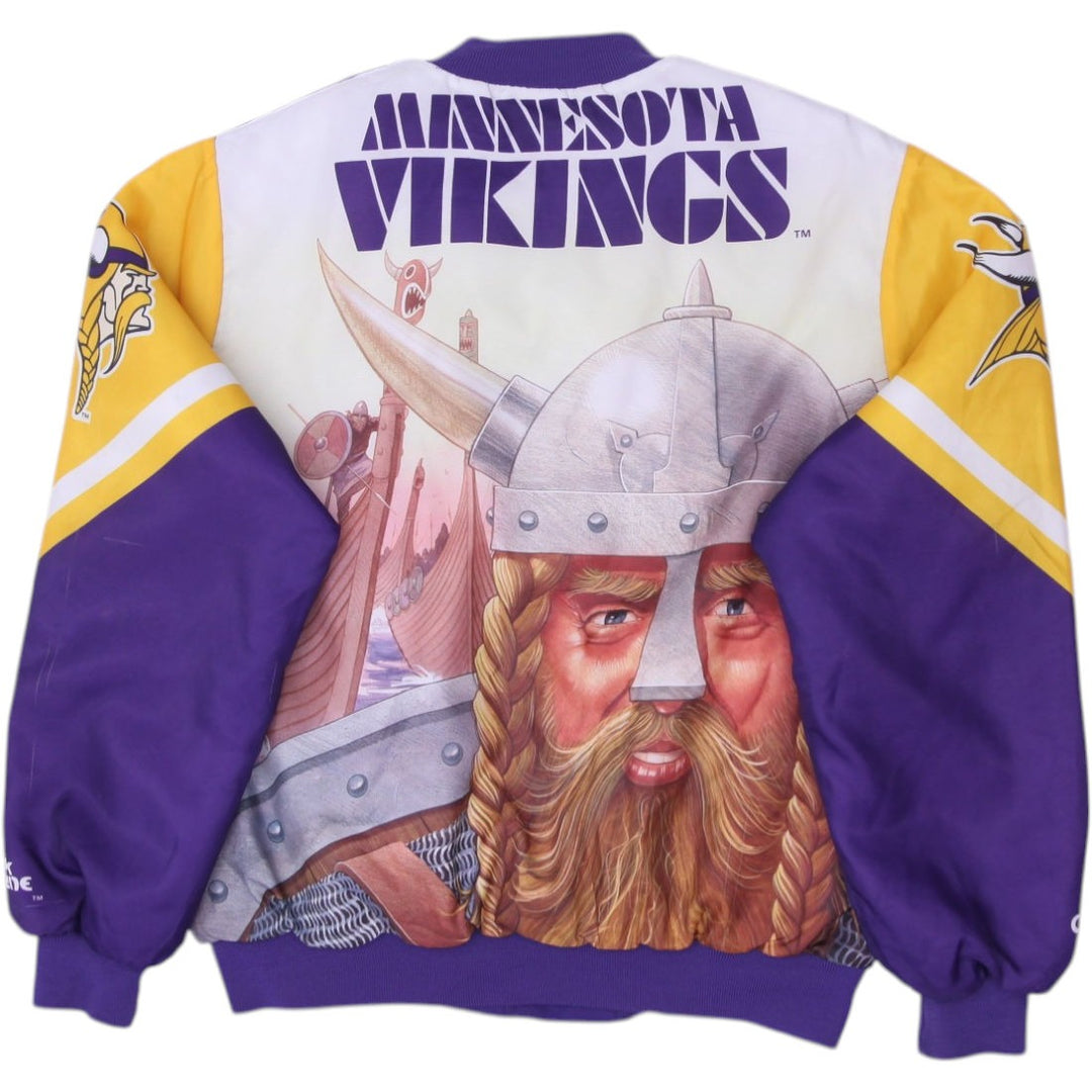 Vintage 90s Minnesota Vikings Chalk Line Fanimation NFL Football Satin Jacket L | Migration_Jackets - Side Vi | Fashion Rerun
