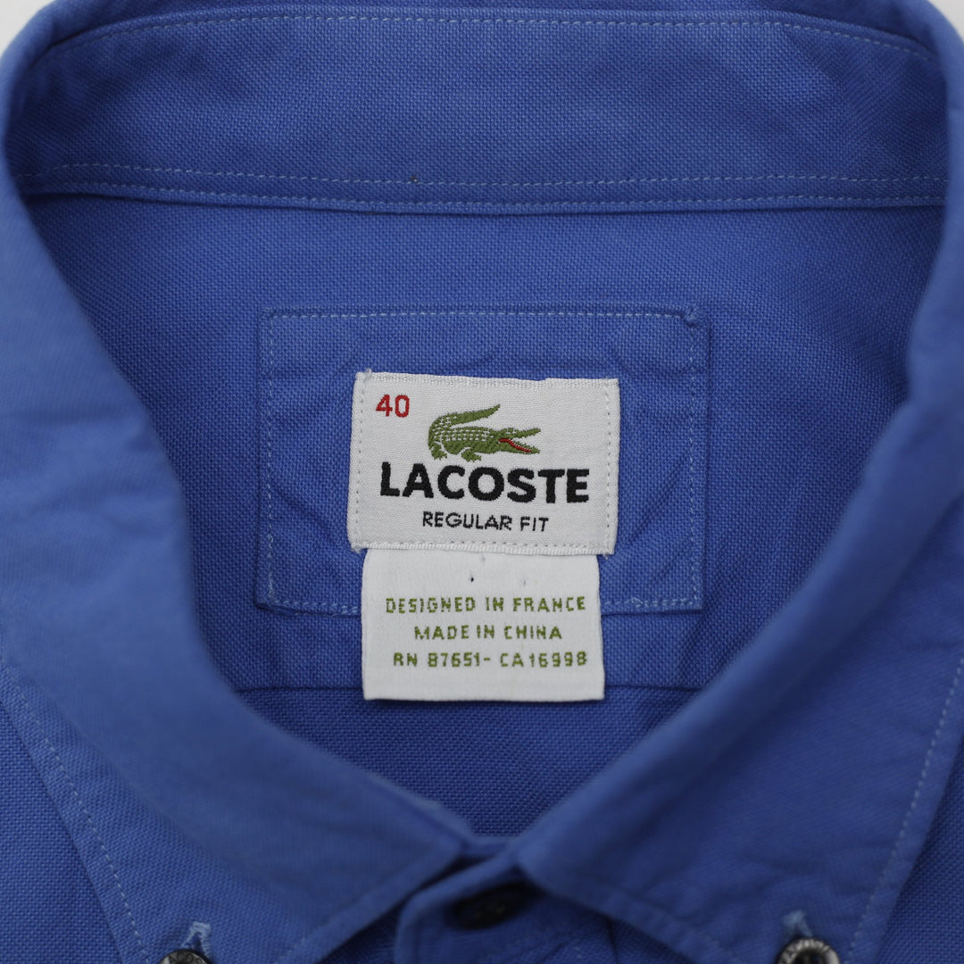 Mens Lacoste Button Up Casual Cotton Polo Shirt Size 40 | Migration_Shirts - Back View | Fashion Rerun