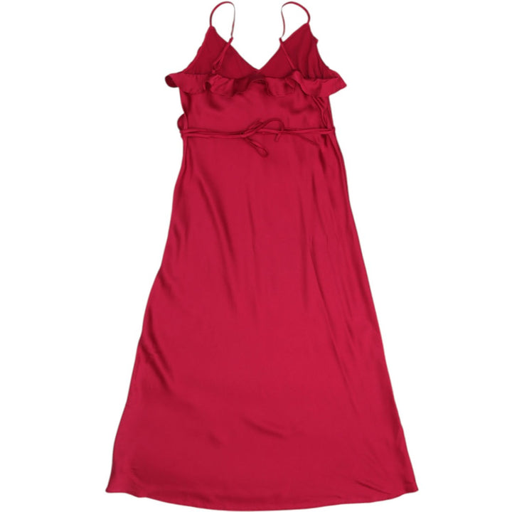 Y2K Red Satin Midi Slip Dress - Size M | Migration_Dresses - Side View | Fashion Rerun