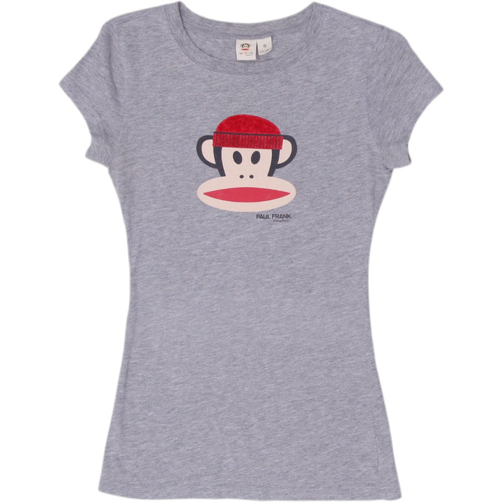Y2K Ladies Paul Frank Graphic Grey Short Sleeve Cotton Tee Size S