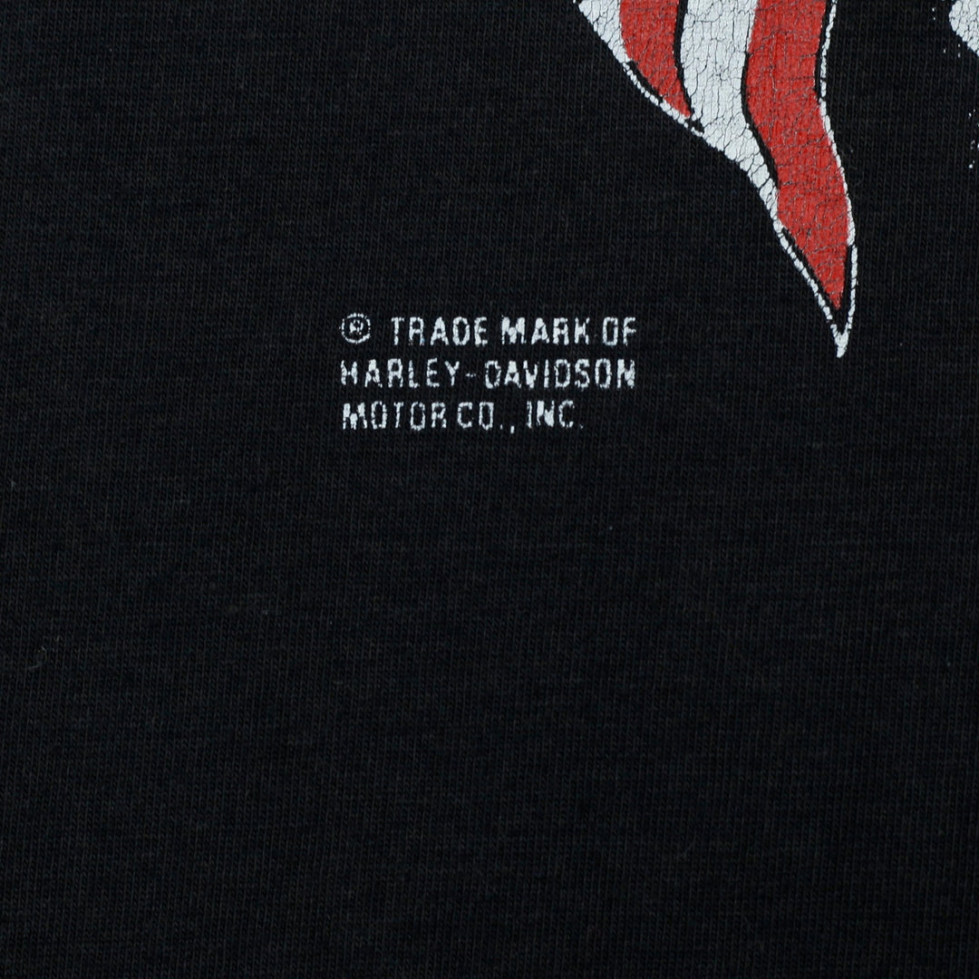 Vintage 1980s Harley-Davidson 3D Emblem Black Single Stitch T-Shirt | Migration_T-Shirts - Detail View | Fashion Rerun
